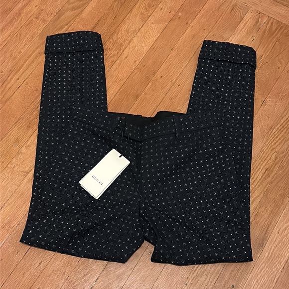 NWT Gucci wool blend jacquard tailored ankle cropped tapered cigarette trouser - Picture 3 of 16